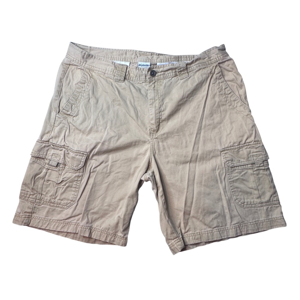 Columbia Cargo Shorts Mens 40 Tan Khaki Cotton Twill Outdoor‎ Hiking 110 XM8443